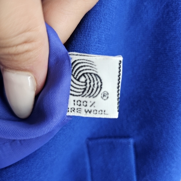 Vintage Christian Dior 100% Wool Royal Blue Blazer - Size S - Picture 4 of 5